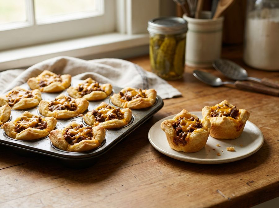 Sloppy Joe biscuit cups in a muffin tin